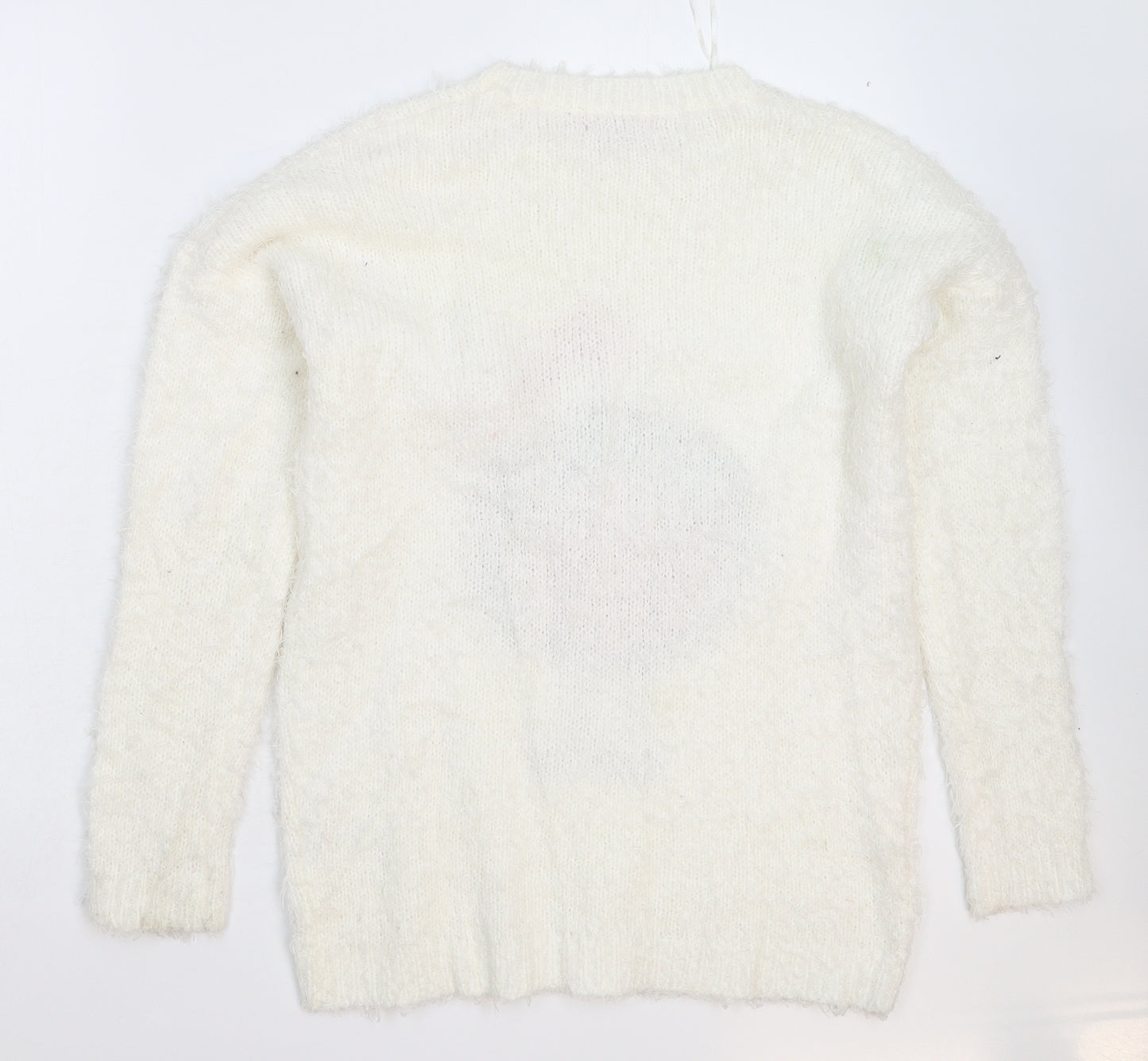 Love Knitwear Womens White  Knit Pullover Jumper Size 12  - Christmas