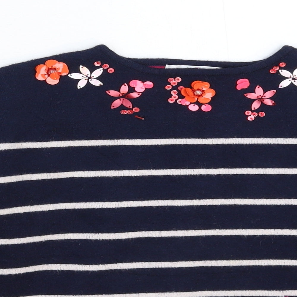 Jasper Conran Girls Blue Striped Knit Pullover Jumper Size 5-6 Years