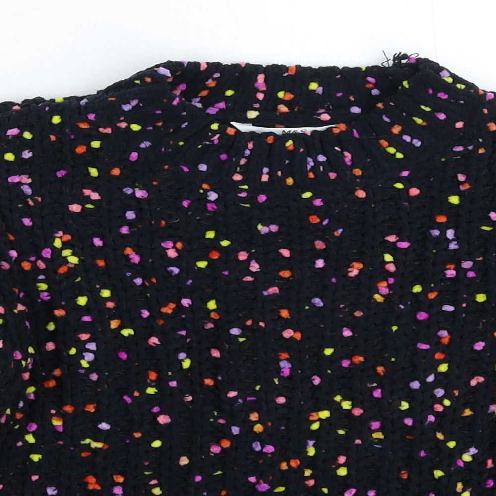Marks and Spencer Boys Black Spotted Knit Pullover Jumper Size 6-7 Years