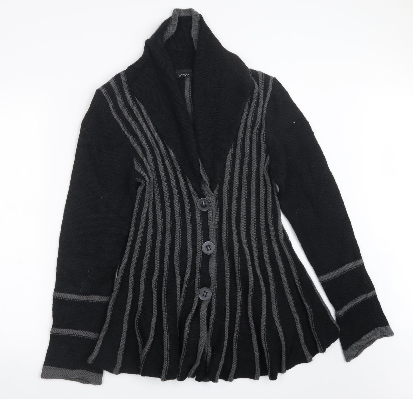 intown Womens Black  Knit Cardigan Jumper Size L