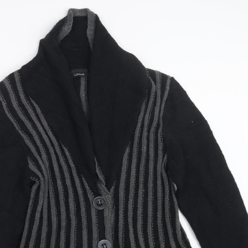 intown Womens Black  Knit Cardigan Jumper Size L