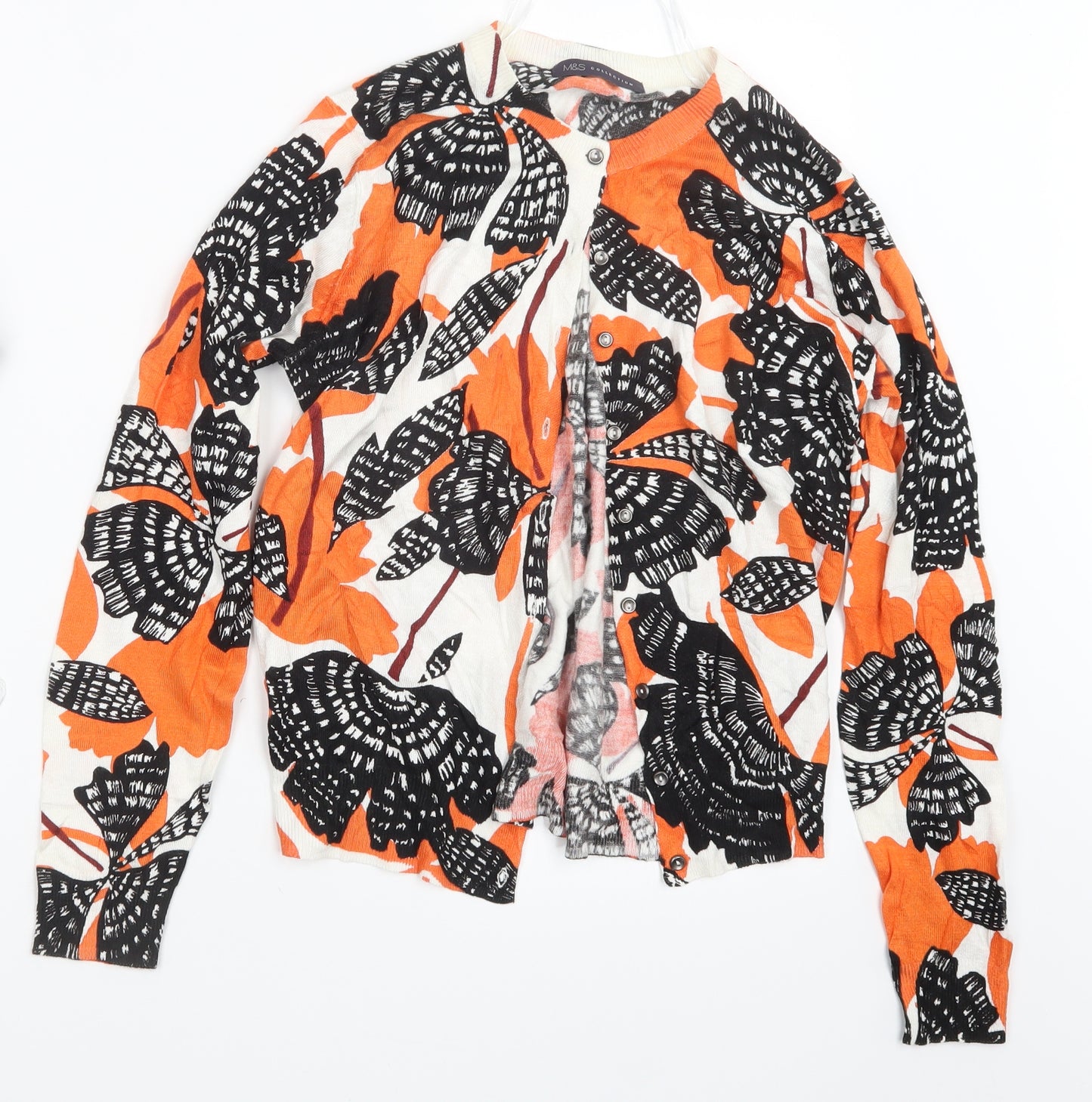Marks and Spencer Womens Orange  Knit Cardigan Jumper Size 14