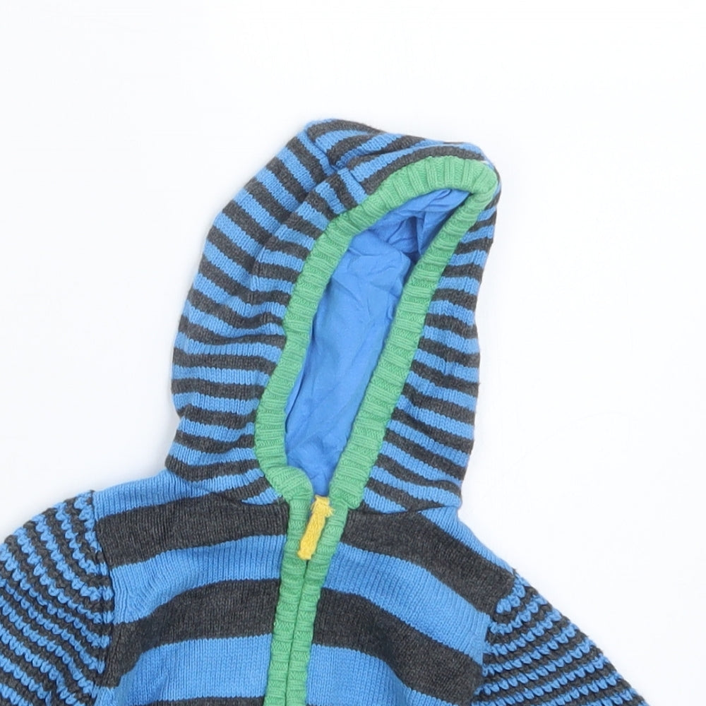 Marks and Spencer Boys Blue Striped Knit Cardigan Jumper Size 3-6 Months