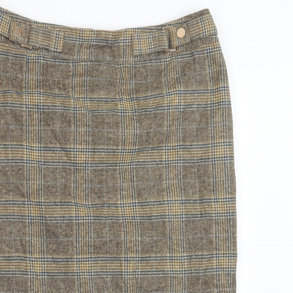 TU Womens Beige Check  Straight & Pencil Skirt Size 12