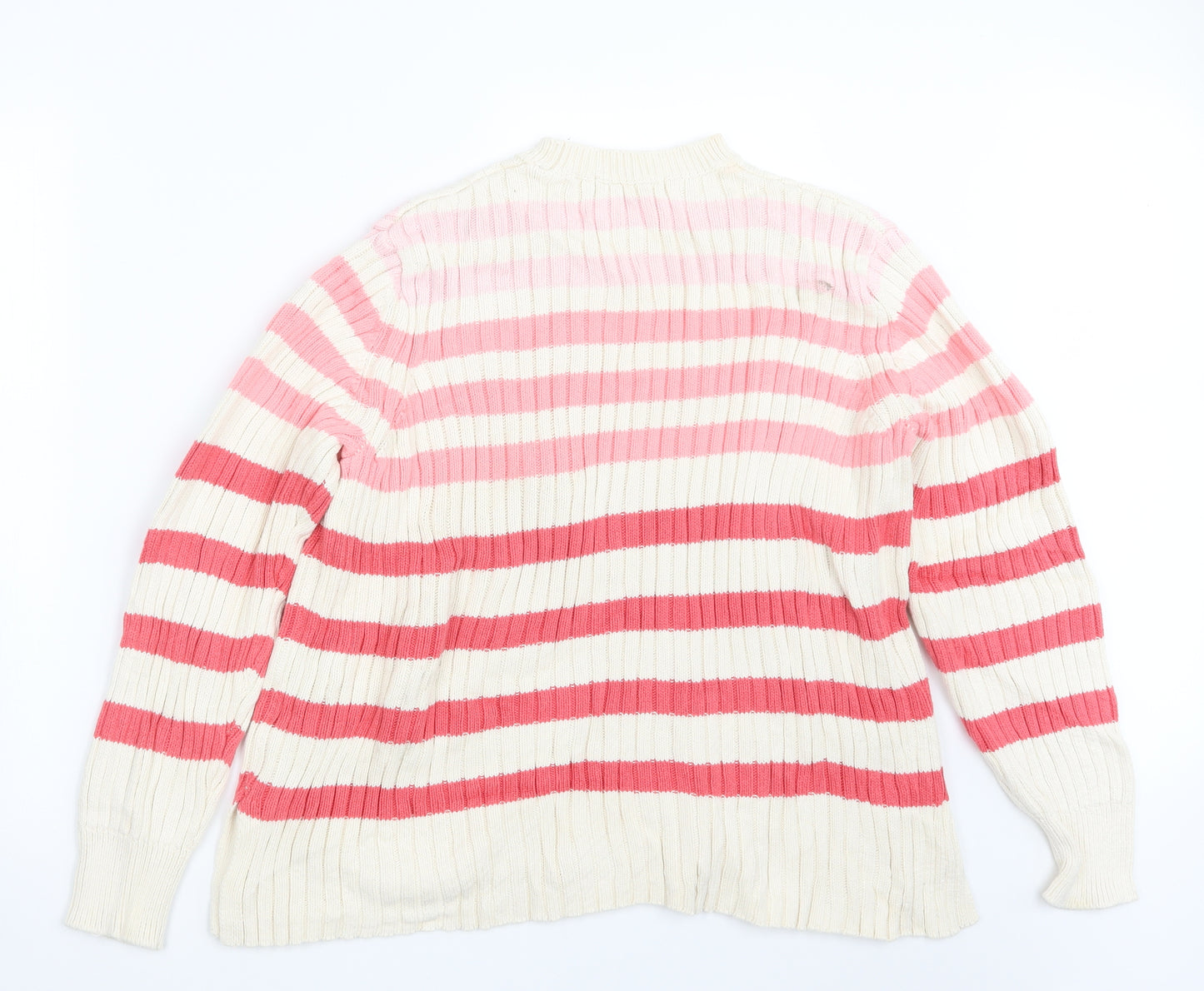 Marks and Spencer Womens Pink Striped Knit Pullover Jumper Size 18