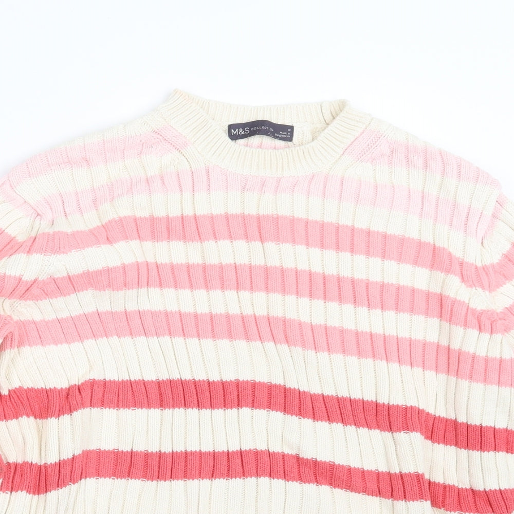 Marks and Spencer Womens Pink Striped Knit Pullover Jumper Size 18