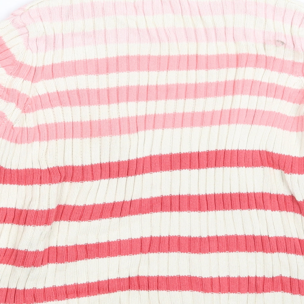 Marks and Spencer Womens Pink Striped Knit Pullover Jumper Size 18