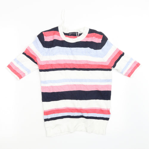 Marks and Spencer Womens Pink Striped Knit Pullover Jumper Size 12