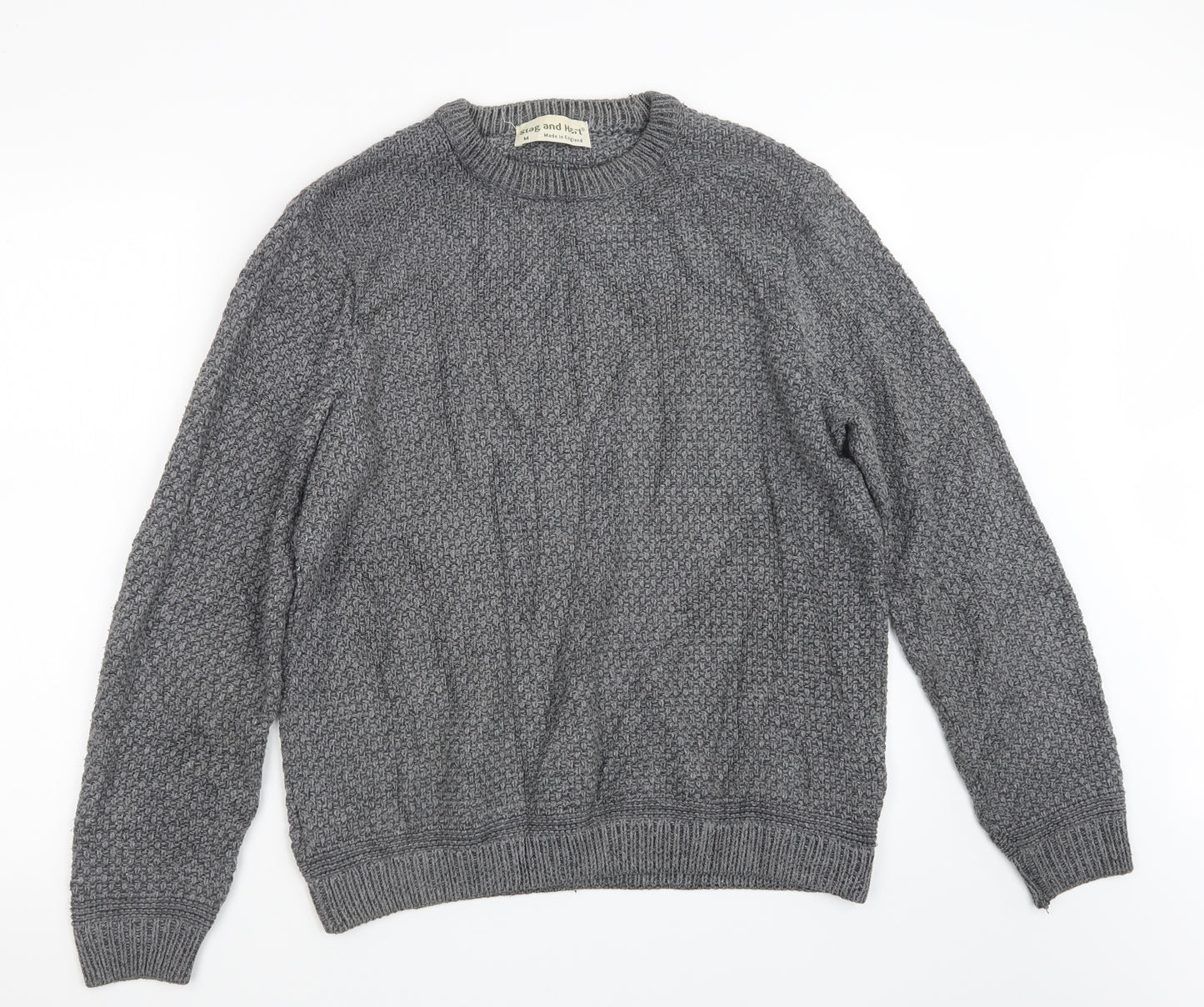 Stag & Hart Mens Grey  Knit Pullover Jumper Size M