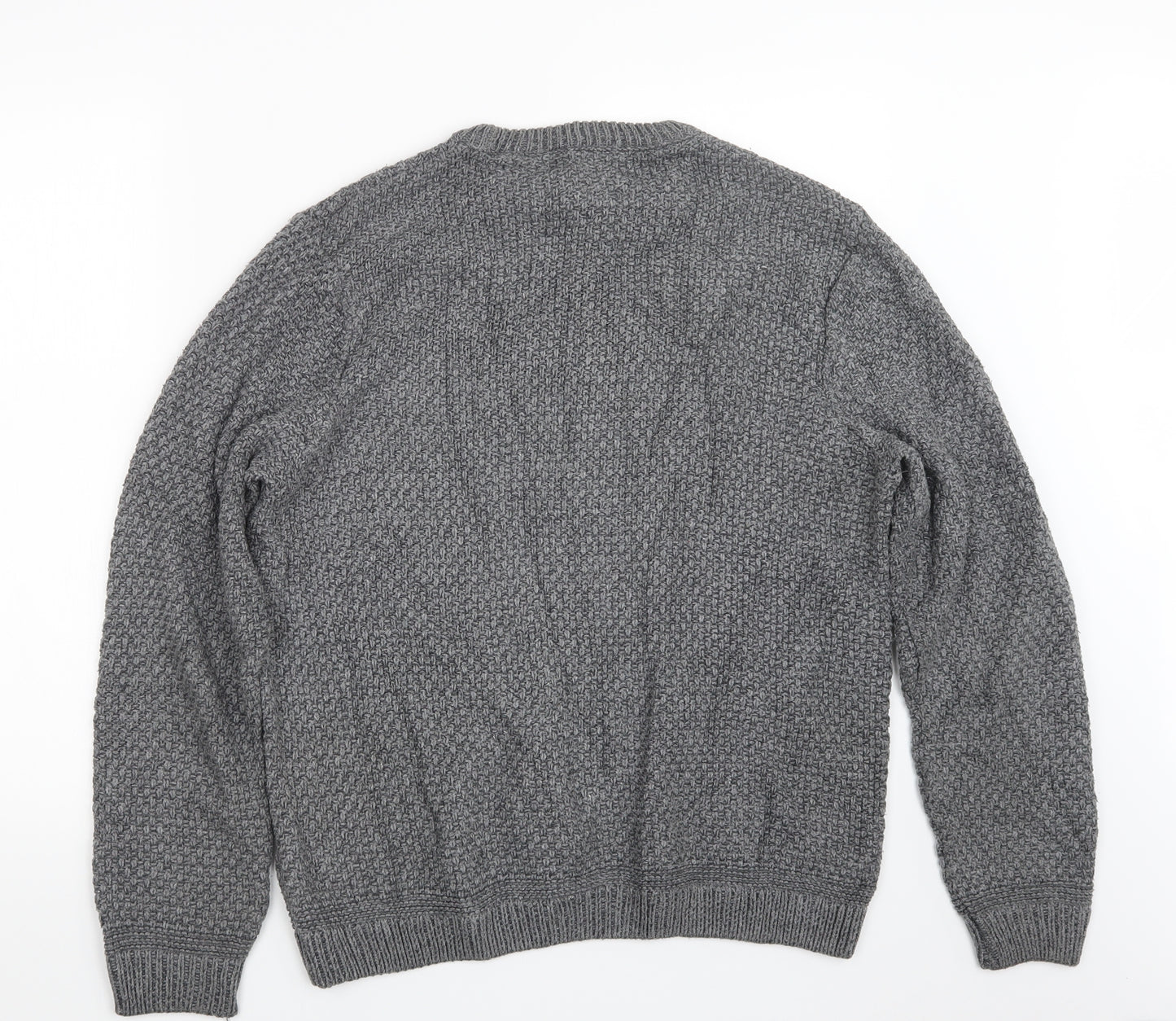 Stag & Hart Mens Grey  Knit Pullover Jumper Size M