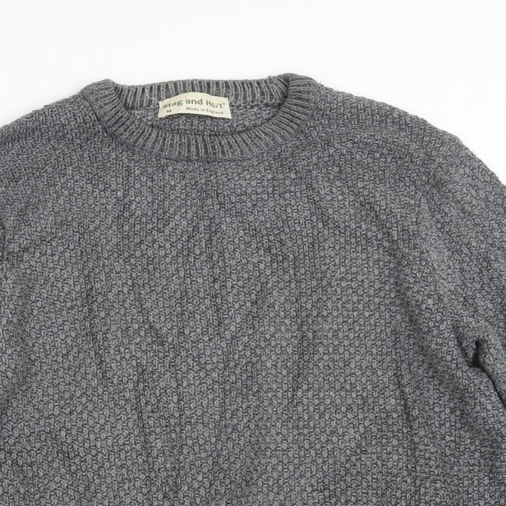 Stag & Hart Mens Grey  Knit Pullover Jumper Size M