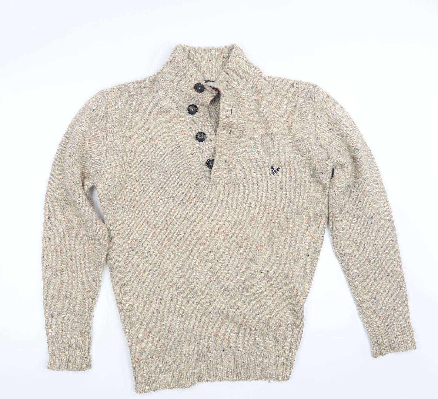Crew Clothing Mens Beige  Knit Pullover Sweatshirt Size S