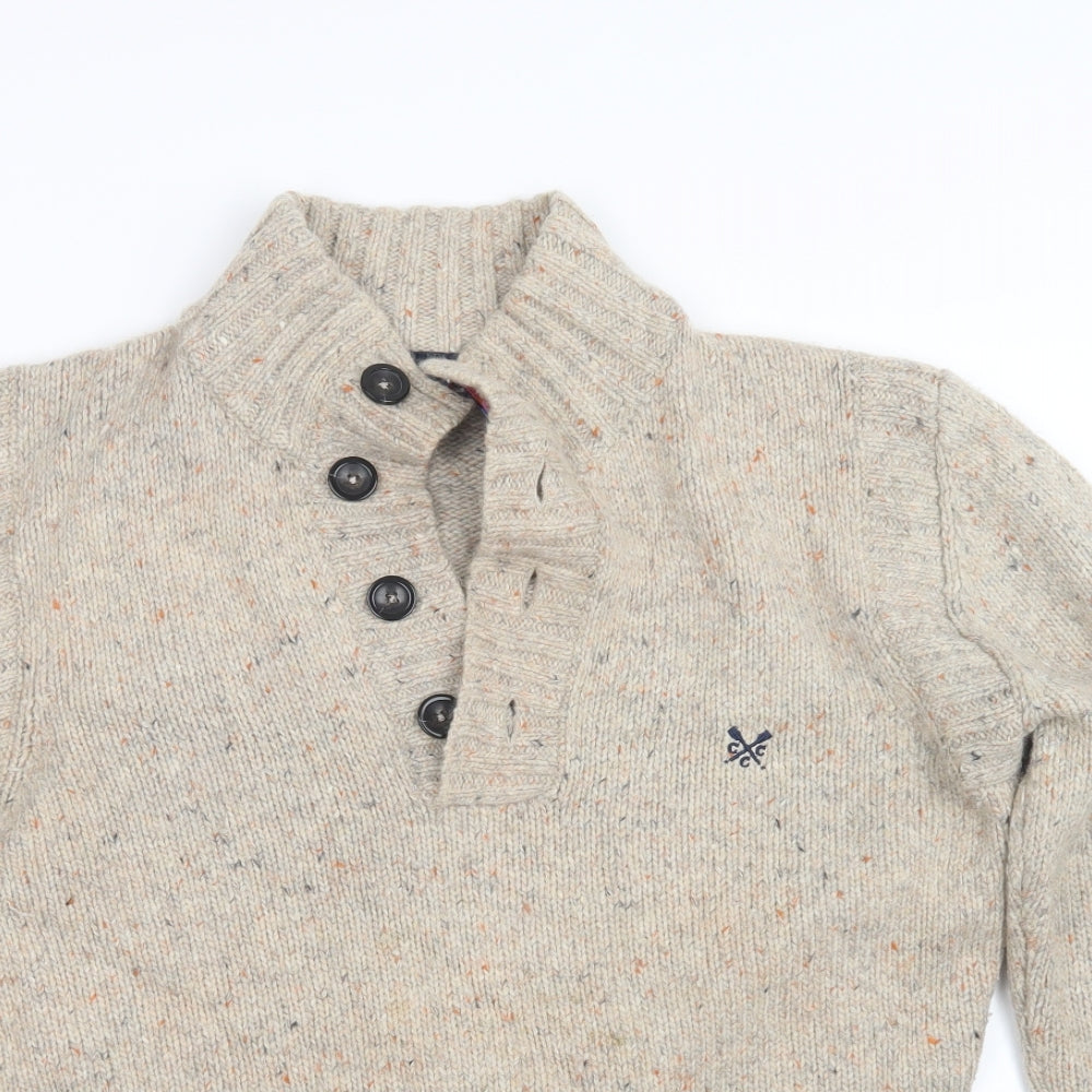 Crew Clothing Mens Beige  Knit Pullover Sweatshirt Size S