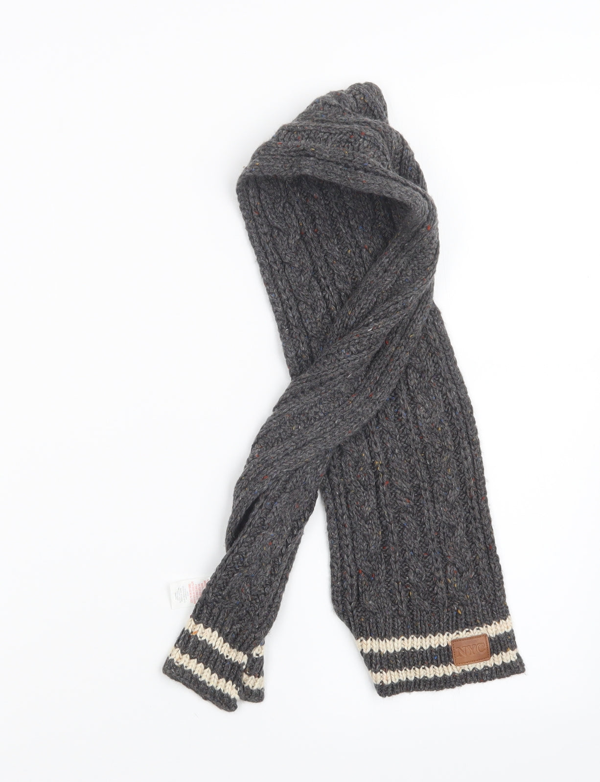 Primark Boys Grey Geometric Knit Scarf  One Size