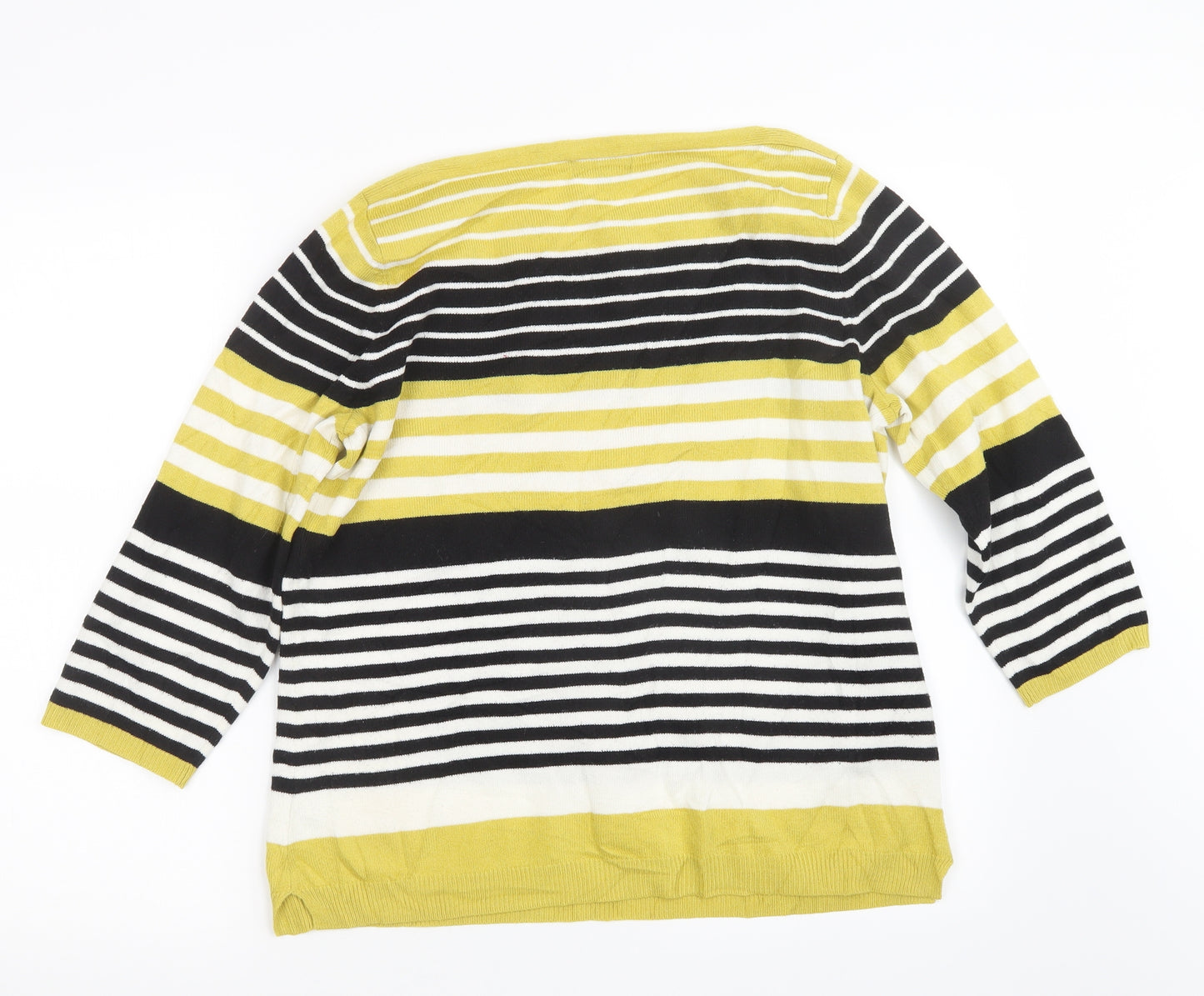 Papaya Womens Black Striped Knit Pullover Jumper Size 16