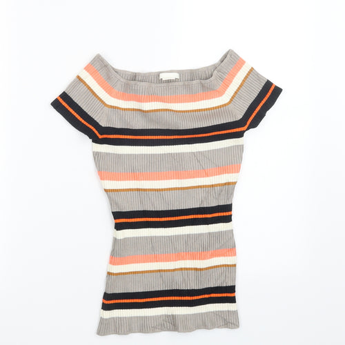 H&M Womens Beige Striped  Pullover Jumper Size S