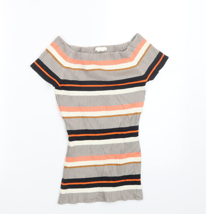 H&M Womens Beige Striped  Pullover Jumper Size S