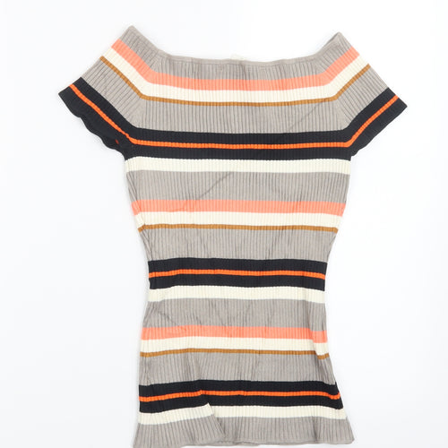 H&M Womens Beige Striped  Pullover Jumper Size S