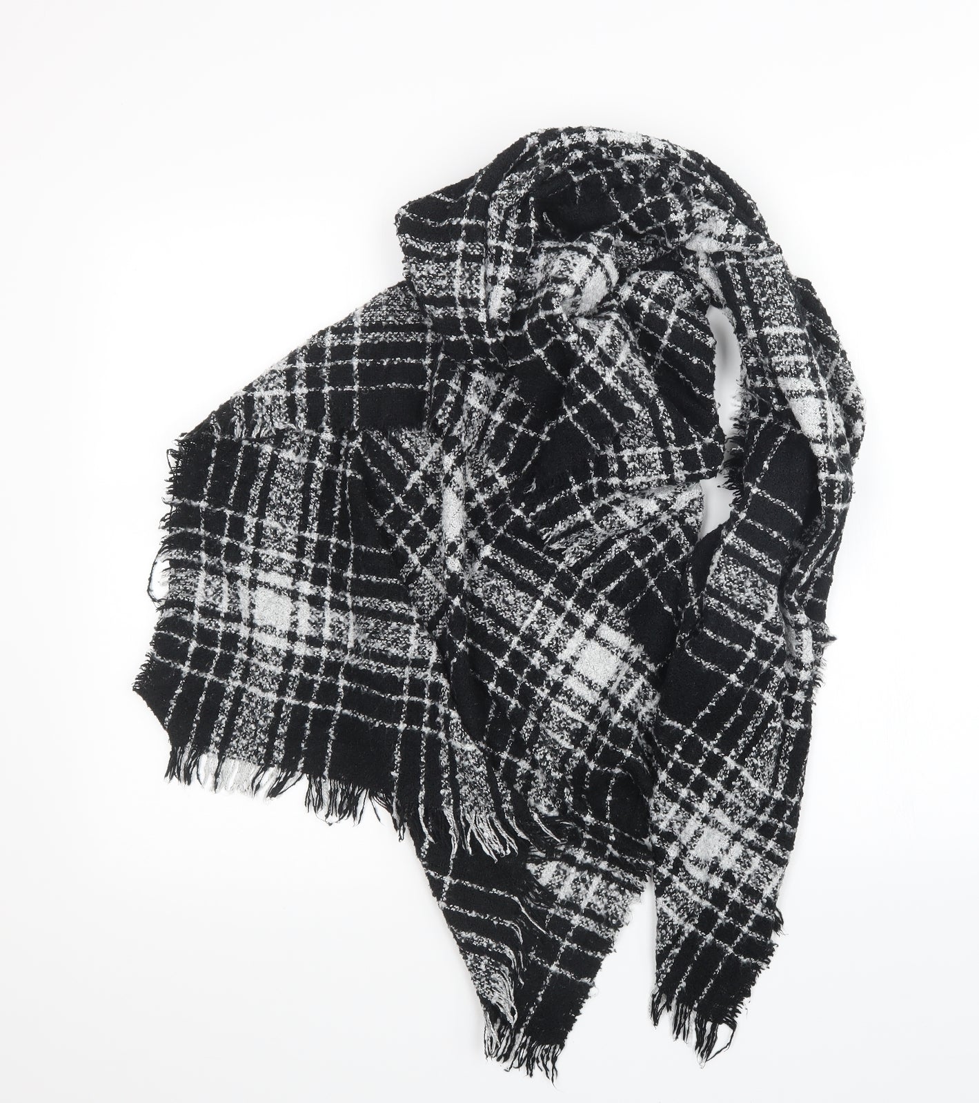 Preworn Womens Black Check Knit  Scarf
