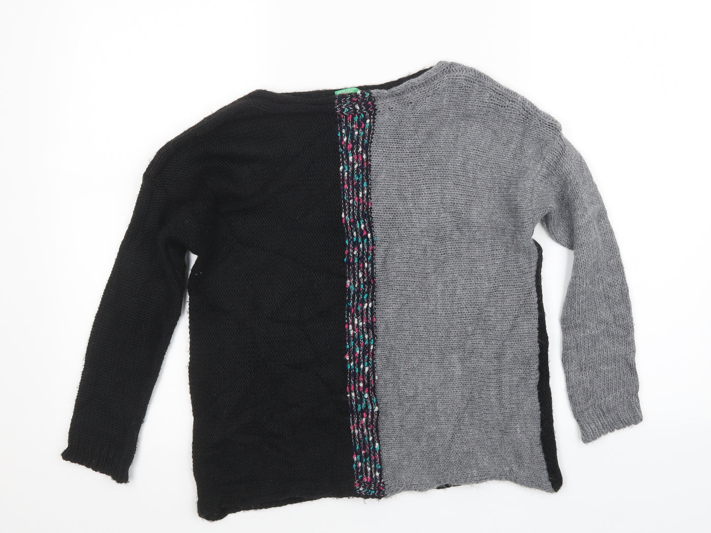 United Colors of Benetton Womens Black  Knit Pullover Jumper Size L
