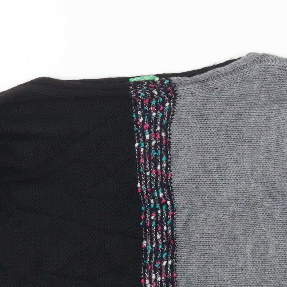 United Colors of Benetton Womens Black  Knit Pullover Jumper Size L