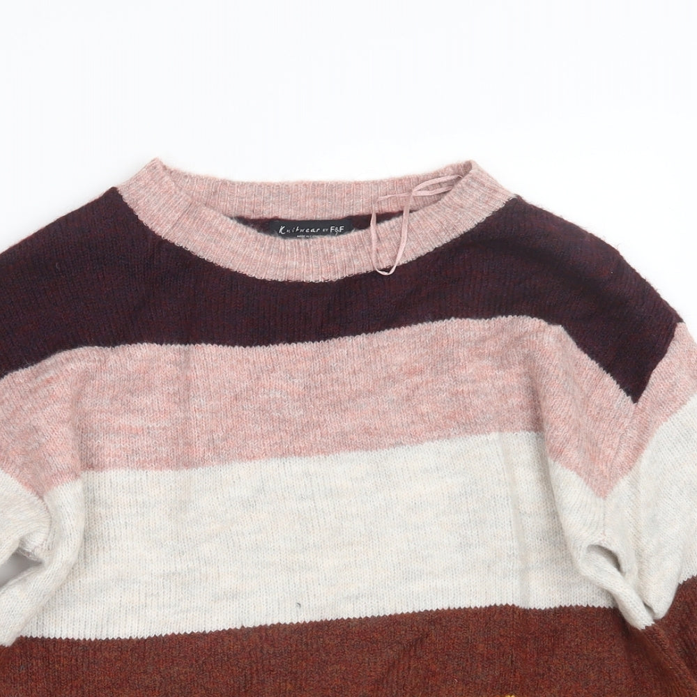 F&F Womens Pink  Knit Pullover Jumper Size 12