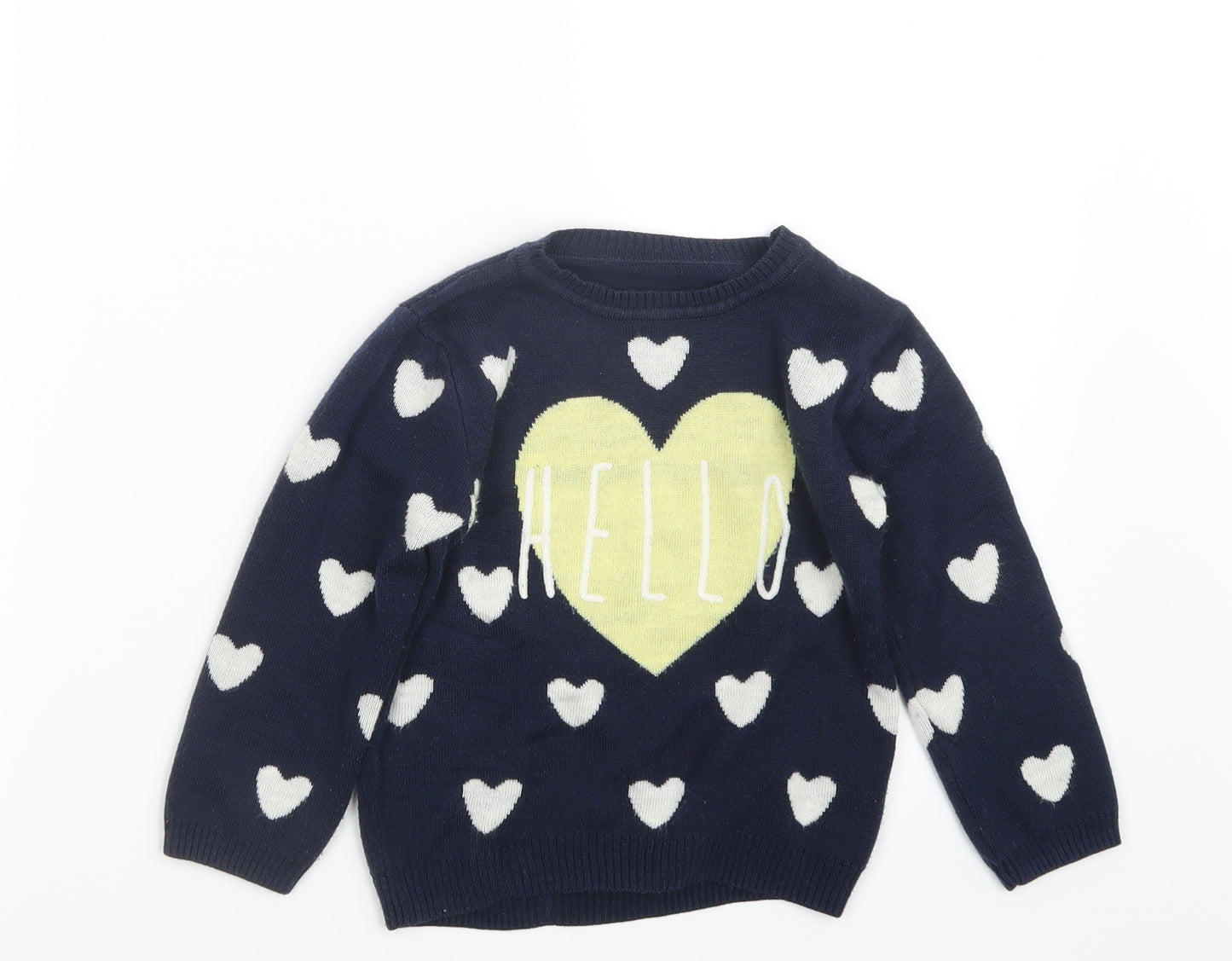 Nutmeg Girls Blue  Knit Pullover Jumper Size 3-4 Years