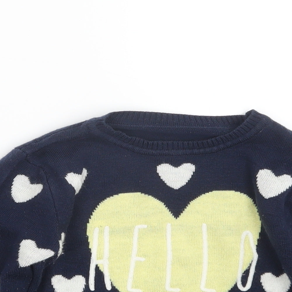 Nutmeg Girls Blue  Knit Pullover Jumper Size 3-4 Years