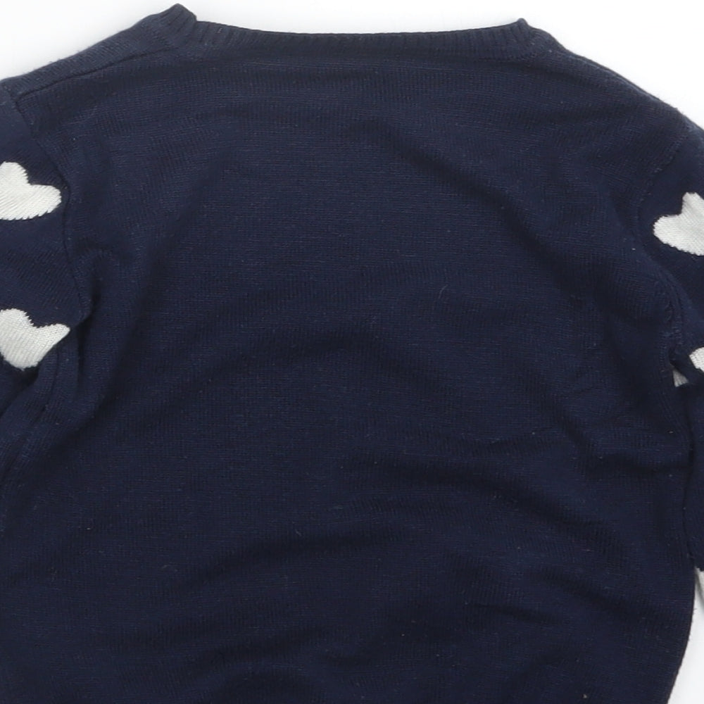 Nutmeg Girls Blue  Knit Pullover Jumper Size 3-4 Years