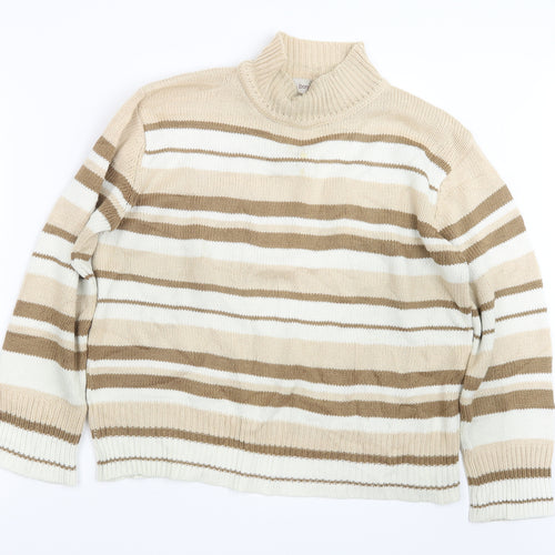 Bonmarché Womens Beige Striped Knit Pullover Jumper Size L