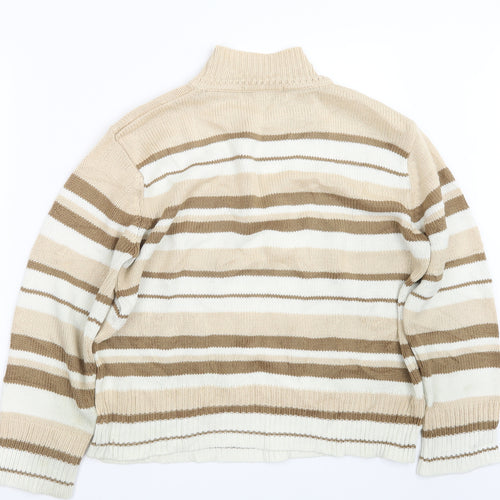 Bonmarché Womens Beige Striped Knit Pullover Jumper Size L