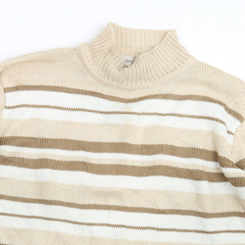 Bonmarché Womens Beige Striped Knit Pullover Jumper Size L