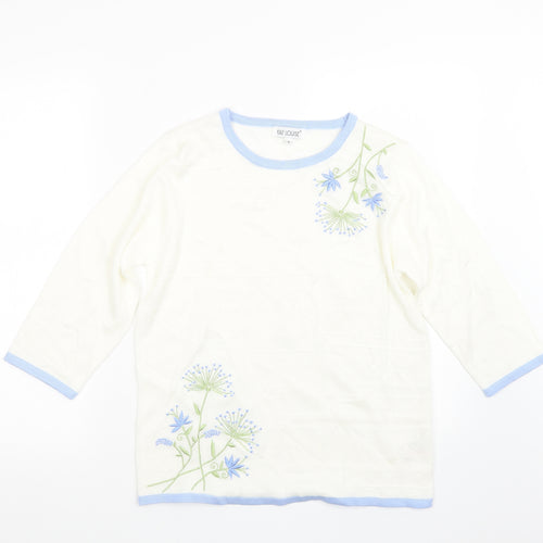 Fay Louise Womens White  Knit Pullover Jumper Size S