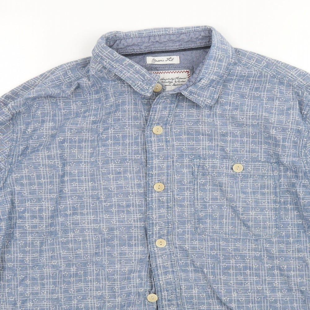 Fat Face Mens Blue Geometric   Button-Up Size L