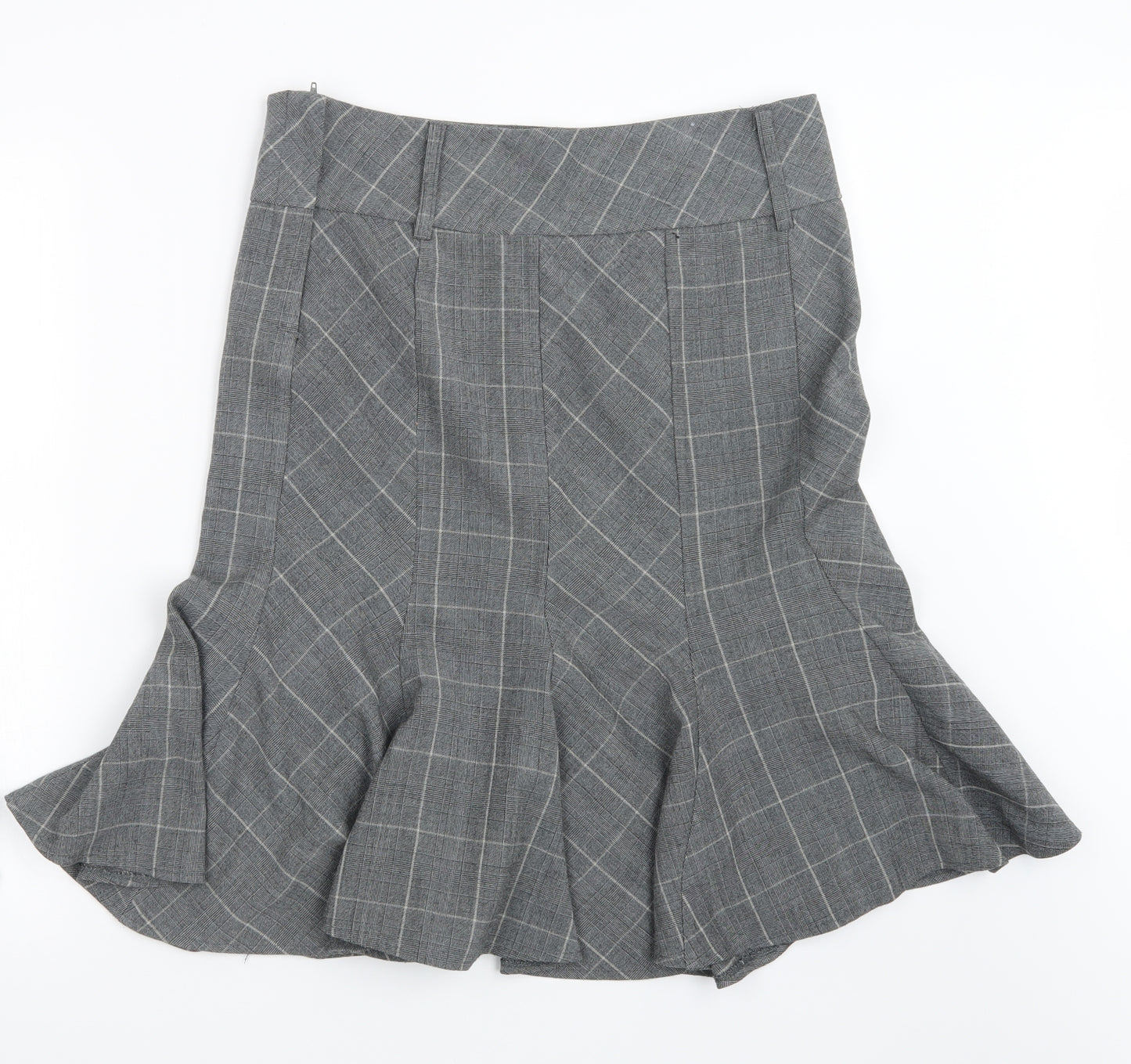 New Look Womens Grey Check  A-Line Skirt Size 12