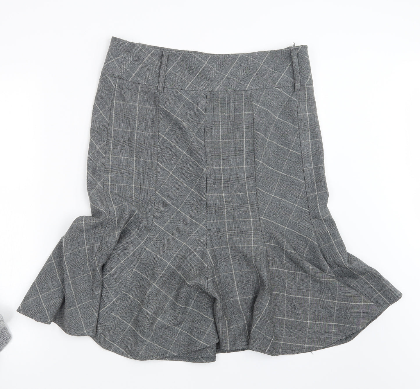 New Look Womens Grey Check  A-Line Skirt Size 12
