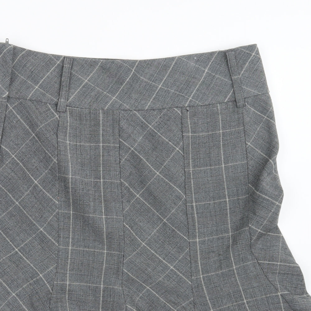 New Look Womens Grey Check  A-Line Skirt Size 12