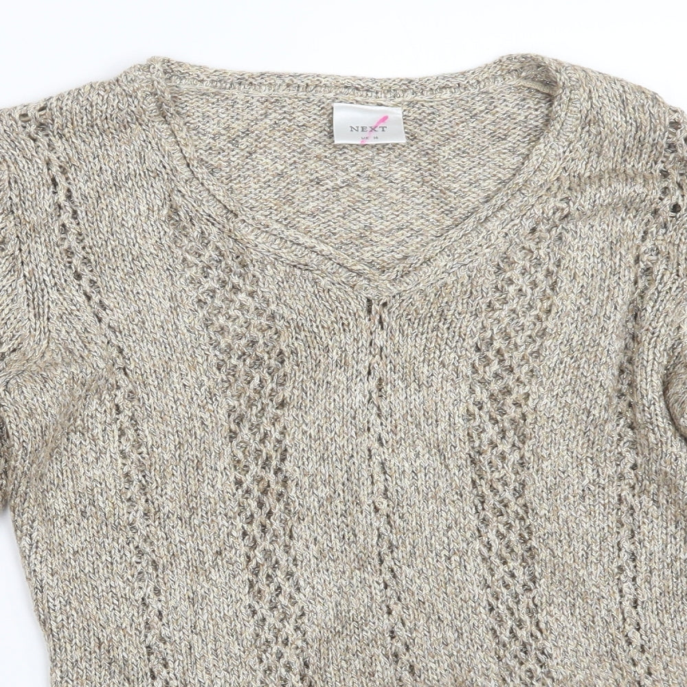 NEXT Womens Gold  Knit Pullover Jumper Size 14