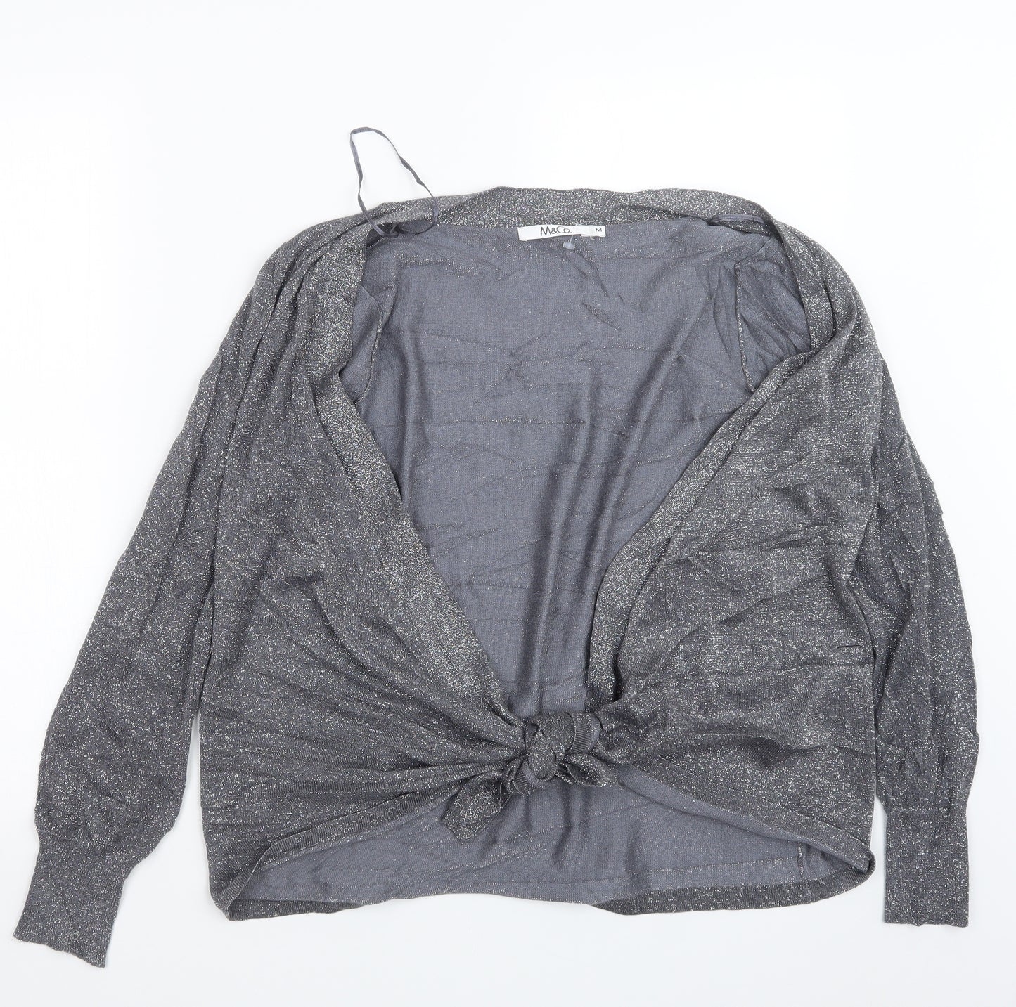 M&Co Womens Silver  Knit Cardigan Jumper Size M