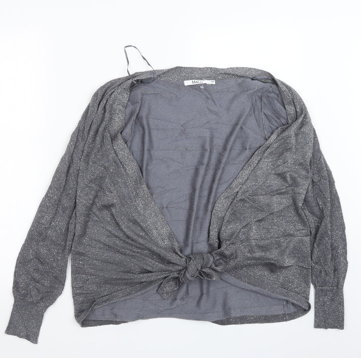 M&Co Womens Silver Knit Cardigan Jumper Size M