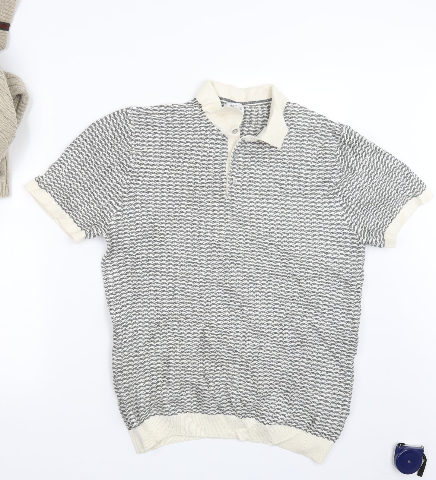 NEXT Mens Grey  Knit  Polo Size M