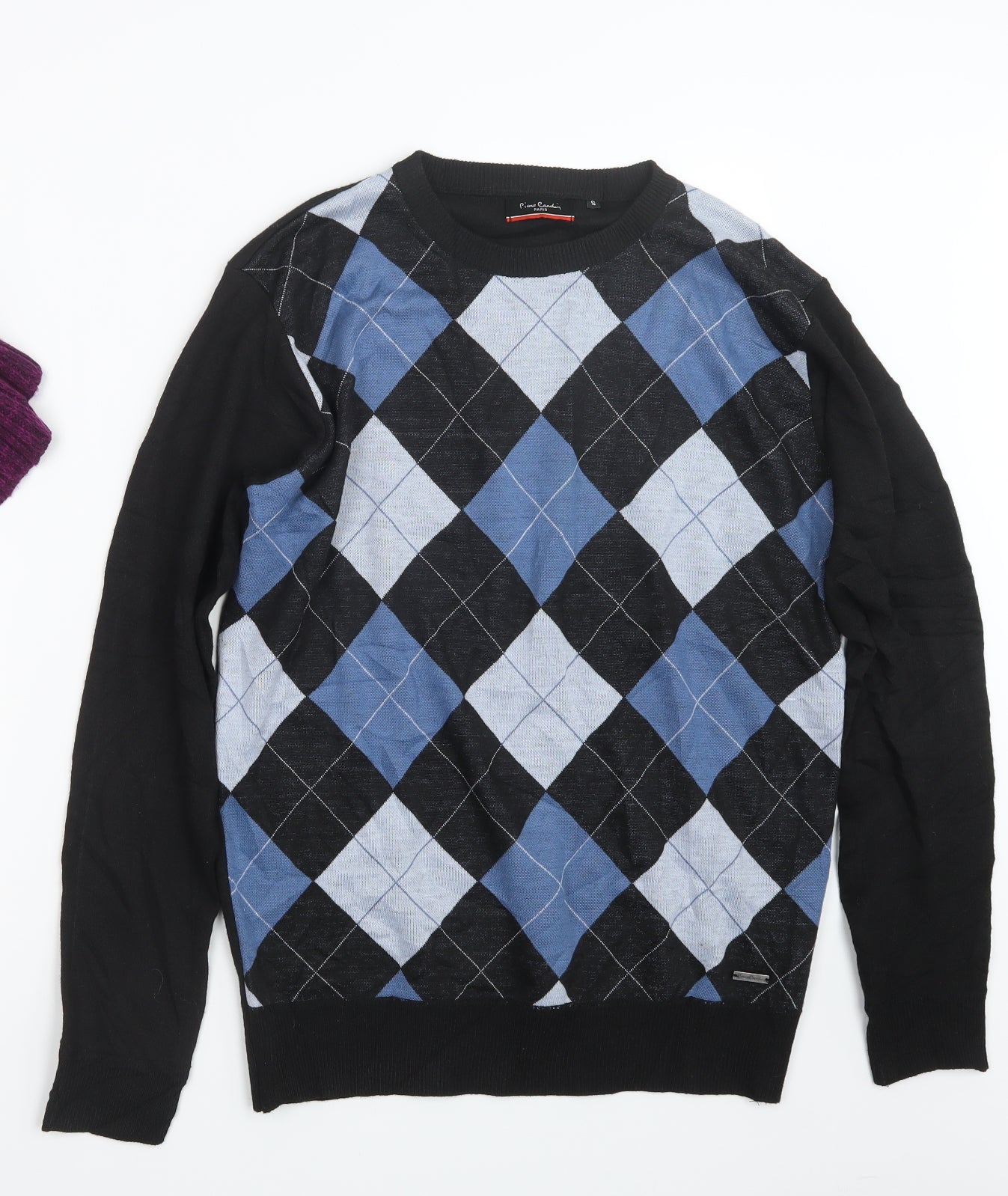 Pierre Cardin Mens Black Argyle/Diamond Knit Pullover Jumper Size S