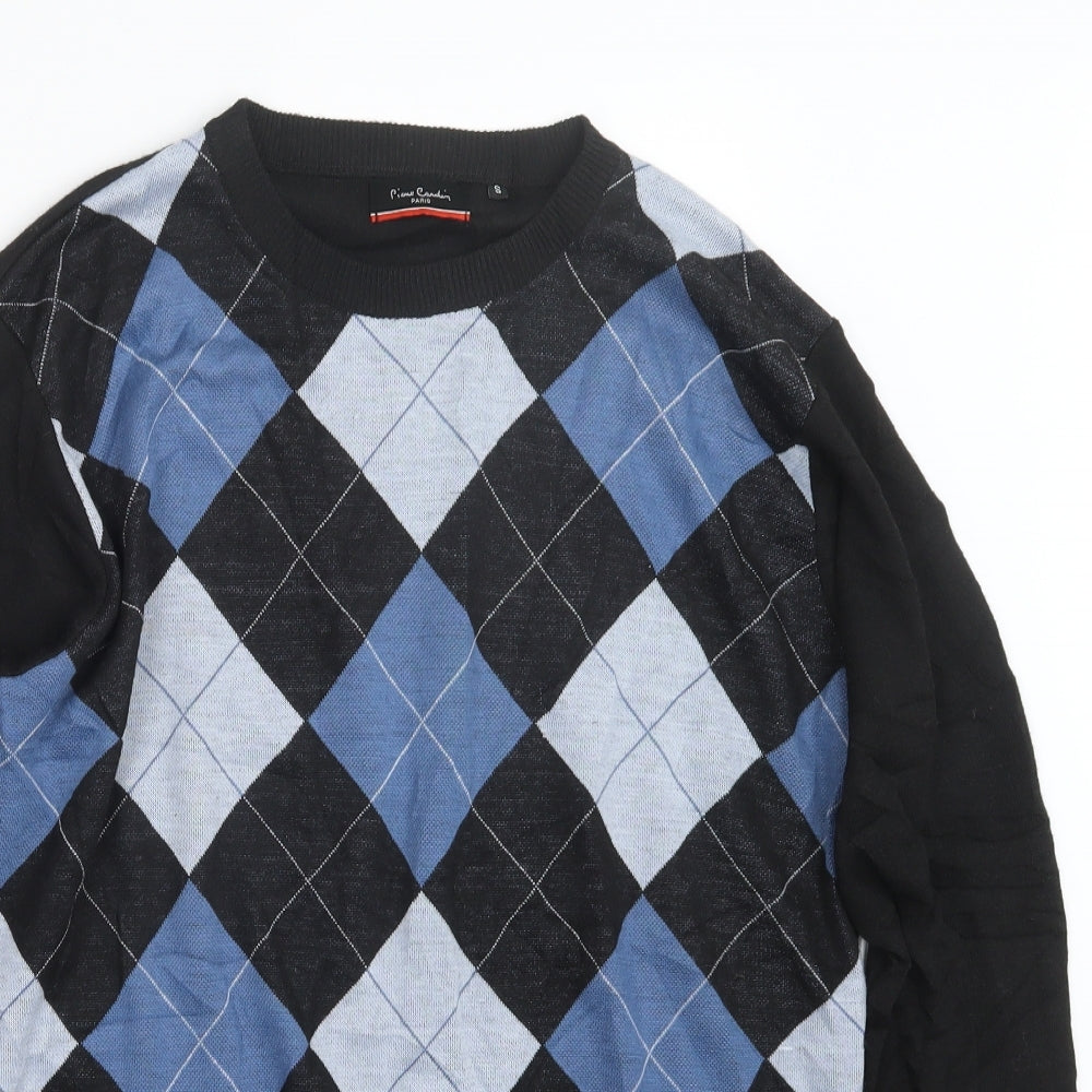 Pierre Cardin Mens Black Argyle/Diamond Knit Pullover Jumper Size S