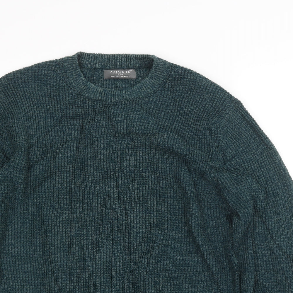 Primark Mens Green  Knit Pullover Jumper Size L
