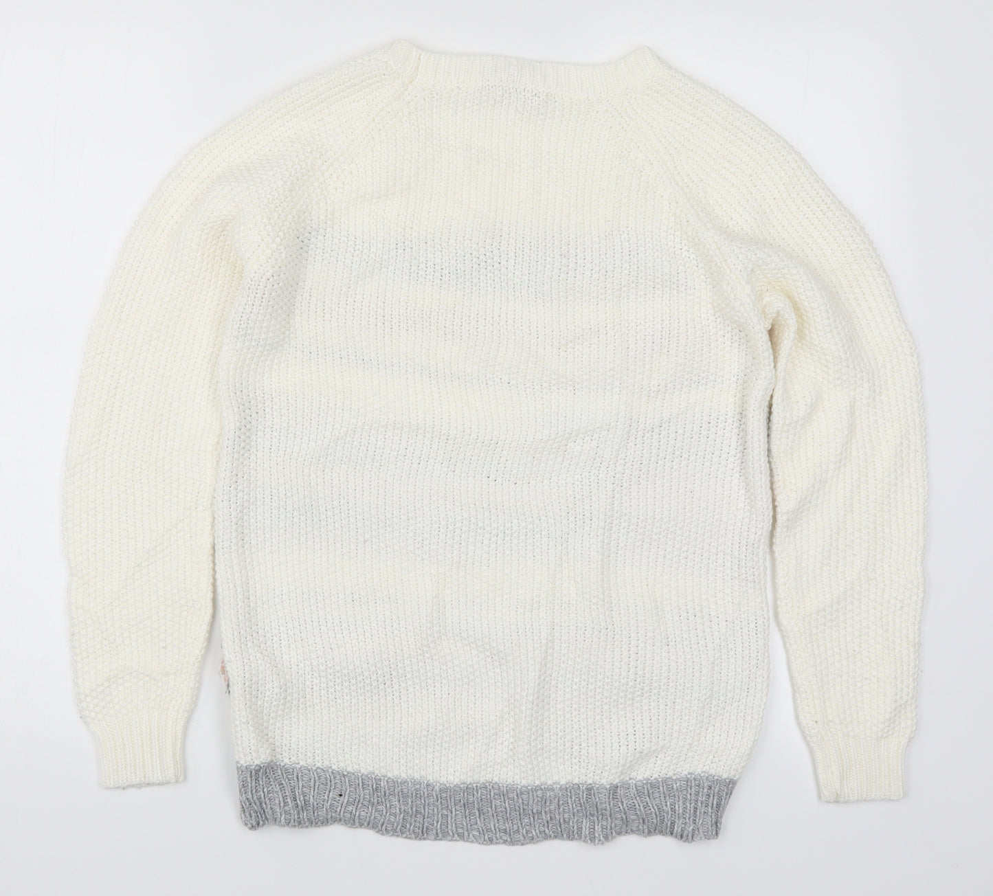 M&Co Womens White Striped Knit Pullover Jumper Size 12