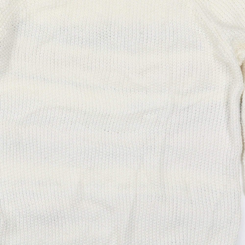 M&Co Womens White Striped Knit Pullover Jumper Size 12