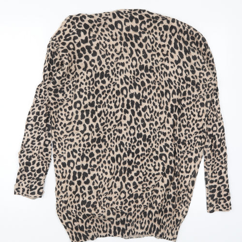 New Look Womens Brown Animal Print Knit Pullover Jumper Size 14