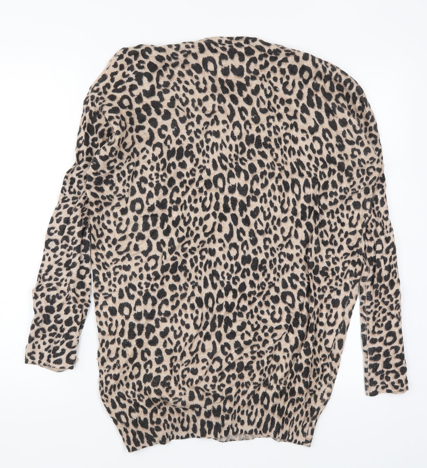 New Look Womens Brown Animal Print Knit Pullover Jumper Size 14