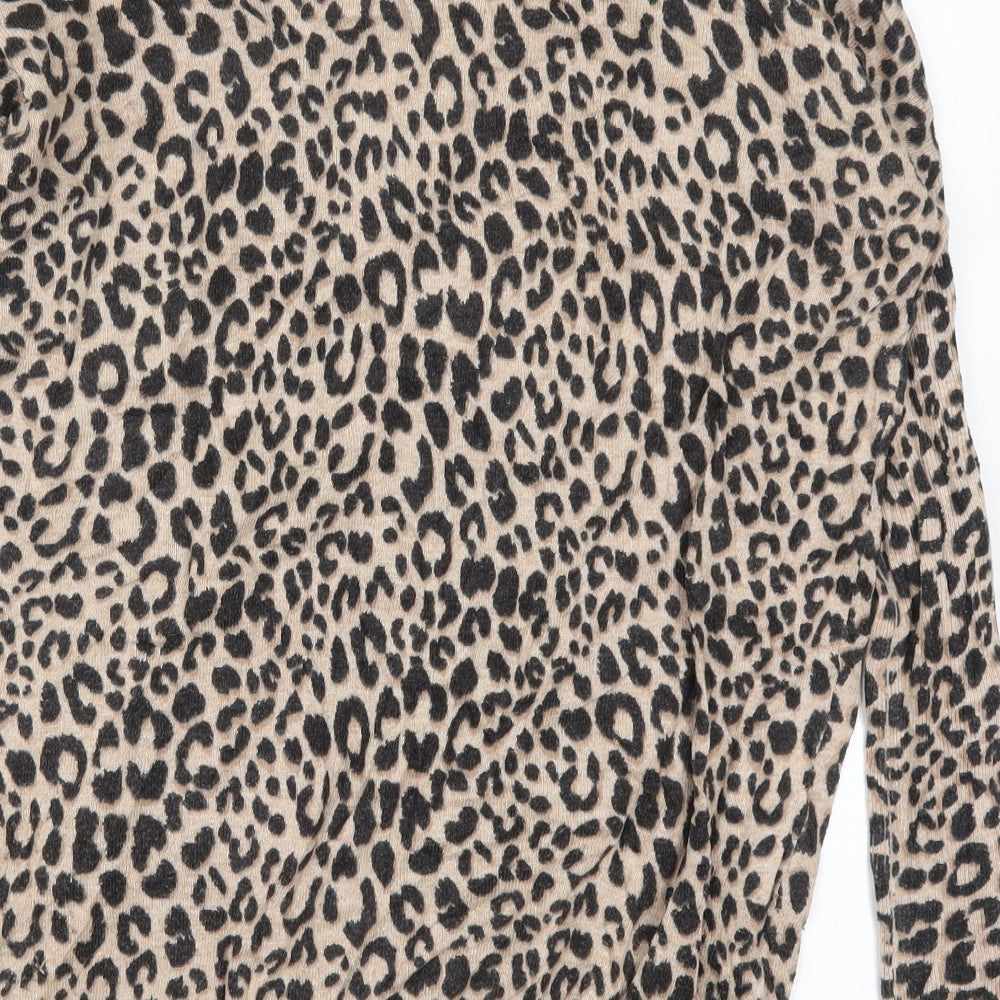 New Look Womens Brown Animal Print Knit Pullover Jumper Size 14
