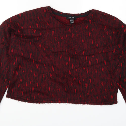 New Look Womens Red Animal Print Knit Pullover Jumper Size M